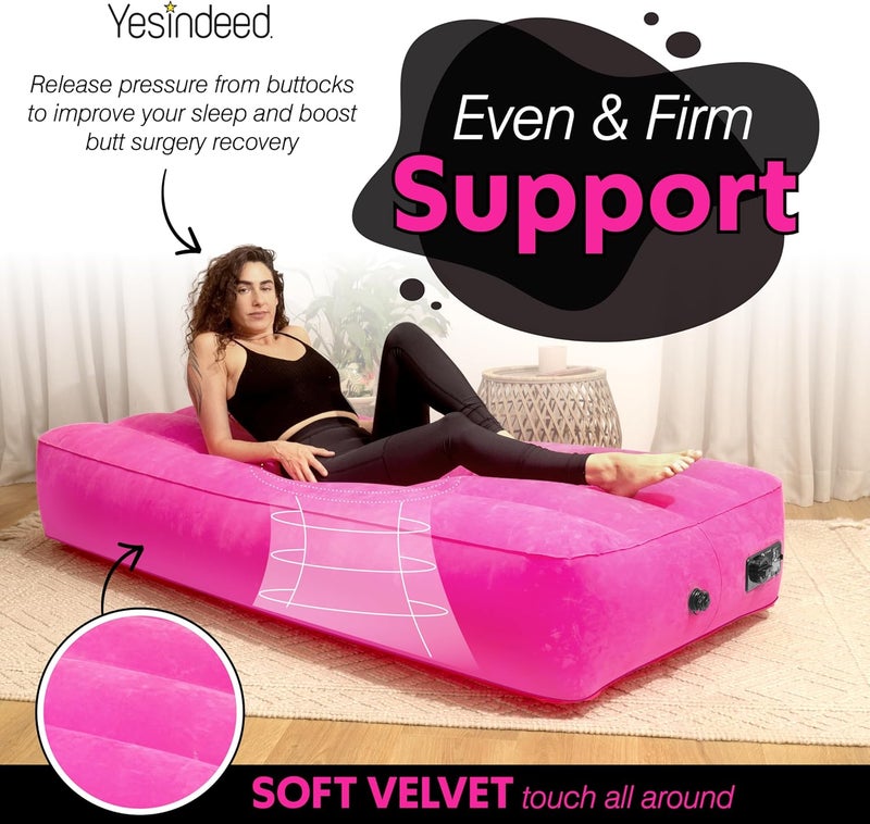 YESINDEED Upgraded BBL Bed with Hole, Inflatable Brazilian Butt Lift Mattress for Post Surgery Recovery - Waterproof Velvet Touch Top Comfortable & Supportive - Carrying Bag and with Built-in Pump - Image 3
