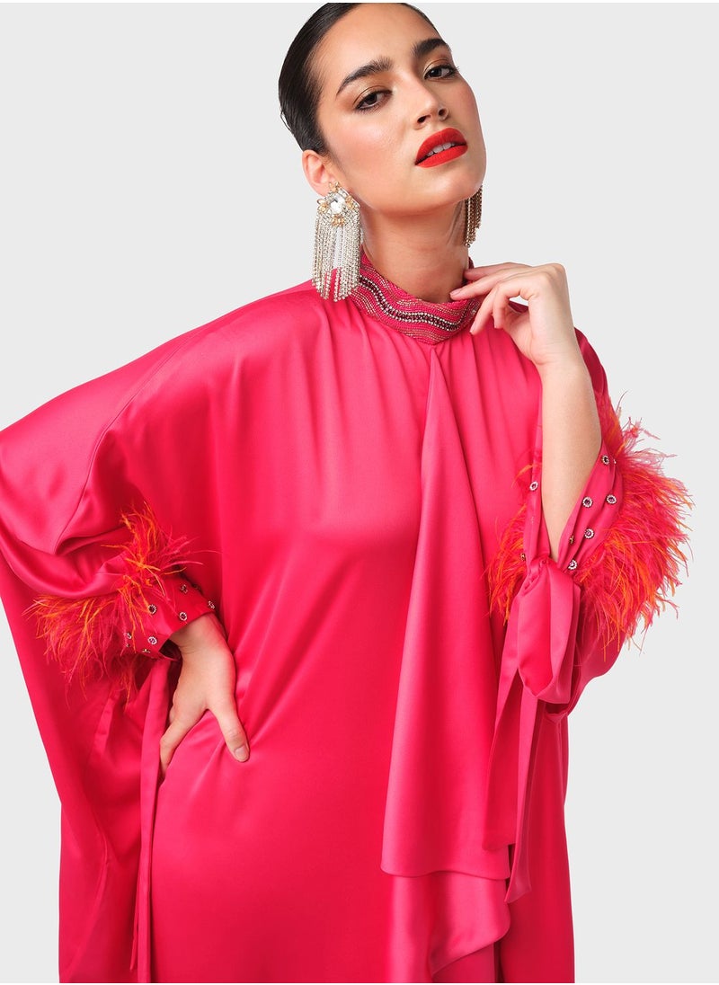 Threadz by Ajooni Feather Detailing Embellished Kaftan  - Image 3