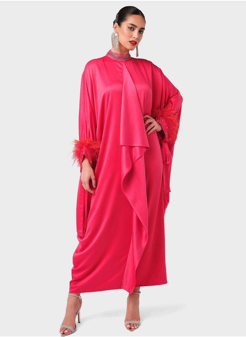 Threadz by Ajooni Feather Detailing Embellished Kaftan  - Image 1