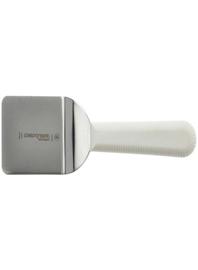 Dexter Sani-Safe Stainless Steel Mini Turner with White Polypropylene Handle - 2 1/2"L Blade - Image 2