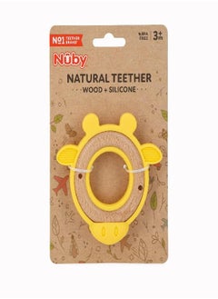 Nuby Nuby Natural Wood Teether with Soft Silicone, Minimalist Design Easy to Clean, Giraffe  - Image 4