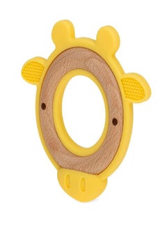 Nuby Nuby Natural Wood Teether with Soft Silicone, Minimalist Design Easy to Clean, Giraffe  - Image 2