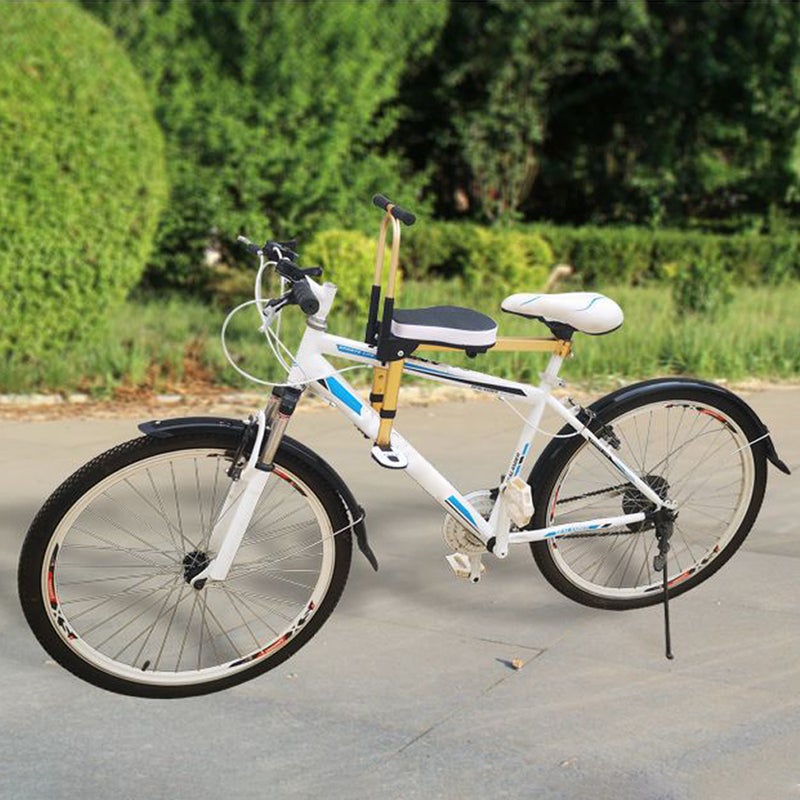 Front Mounted Child Bicycle Seat: Aluminum Alloy Structure, 2-Point Fixing Design - Adjustable Pedals & Rod, Foldable Pedals for Kids Front Bike Seat for Outdoor Family Cycling - Image 2