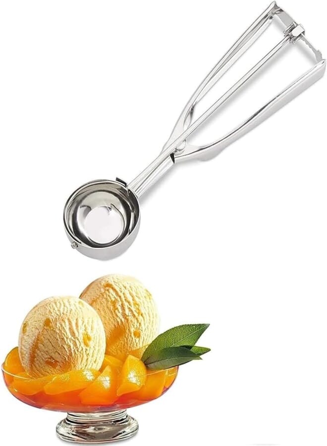 Ice Cream Scooper with Trigger, Stainless Steel Ice Cream Scoop Cookie Scoop Ice Cream Scoops Baking Spoon Scoopers for Fruit, Ice Cream, Mashed Food(4CM)