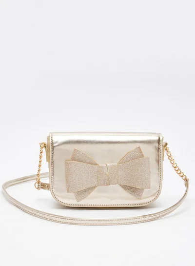 Little Missy Solid Crossbody Bag with Sling Strap and Bow Accent