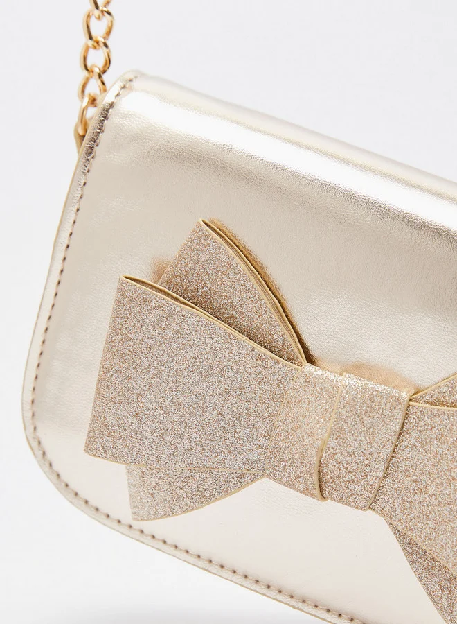 Little Missy Solid Crossbody Bag with Sling Strap and Bow Accent