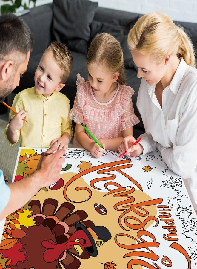 Sophena Fall Thanksgiving Coloring Poster 43.3x31.5 Inches Giant Drawing Paper Crafts for Kids Table Decorations, Color Your Own Autumn Crafts Mats for Thankful Activity Happy Thanksgiving Pumpkin Turkey - Image 3