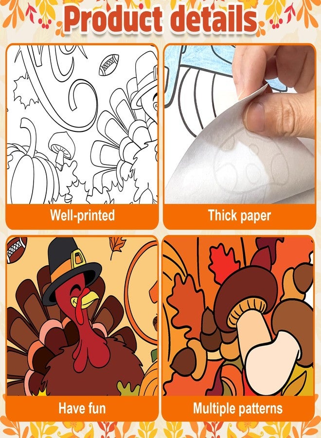 Sophena Fall Thanksgiving Coloring Poster 43.3x31.5 Inches Giant Drawing Paper Crafts for Kids Table Decorations, Color Your Own Autumn Crafts Mats for Thankful Activity Happy Thanksgiving Pumpkin Turkey - Image 2