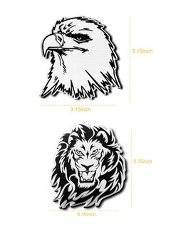 Generic 2 Pcs Silver Metallic Animal Car Stickers 3D Self-Adhesive Personalized Sticker Decals for Car Laptop Refrigerator Door Window Decoration (Lion + Eagle)  - Image 2