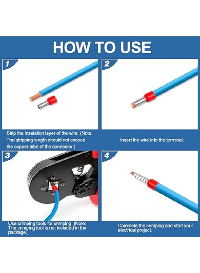 400PCS Wire Ferrule Connectors Terminals Kit – Insulated Crimp Ferrules Assortment Set for 22–10 AWG Electrical Wires | Durable Copper Pin End Sleeves for Cable Connections, DIY, and Electrical Projects - Image 4