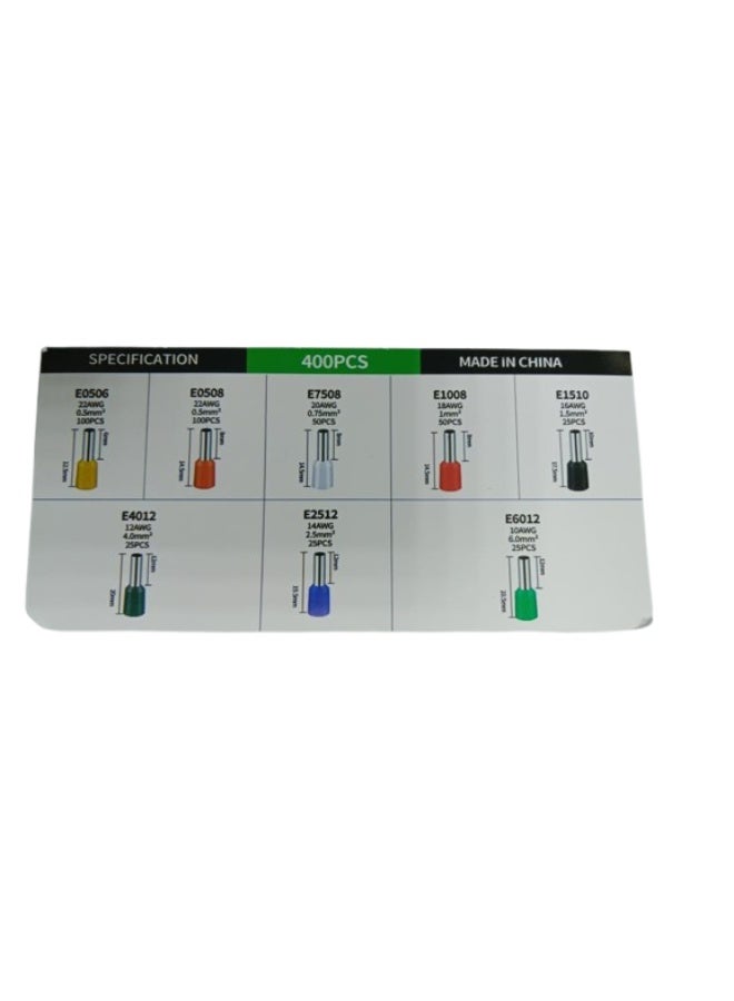 400PCS Wire Ferrule Connectors Terminals Kit – Insulated Crimp Ferrules Assortment Set for 22–10 AWG Electrical Wires | Durable Copper Pin End Sleeves for Cable Connections, DIY, and Electrical Projects - Image 5