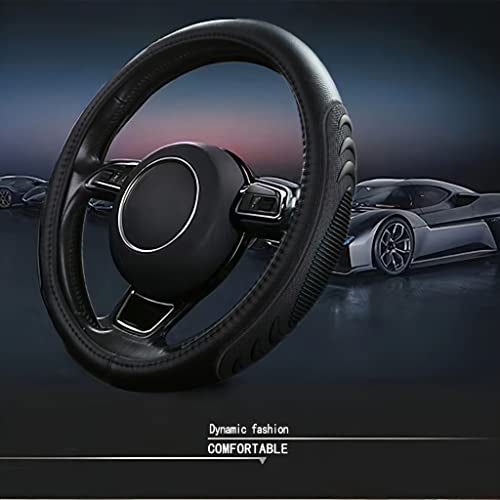 Yangday Leather Steering Wheel Cover for Ford F150 F250 F350 15516 inches Car Steering Wheel Cover with AntiSlip Massage Particle Black - Image 3