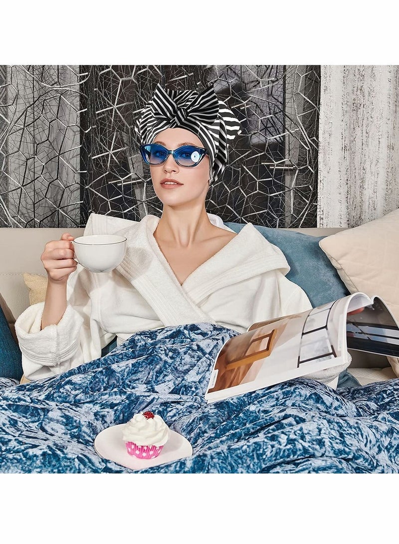 NIBEMINENT Shower Caps for Women Waterproof Reusable Hair Elastic Hem Turban Bath Silky Satin - Image 3