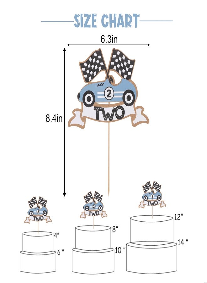 ZZDCMS Two Fast Cake Topper - Race Car 2nd Birthday Party Decorations,Blue Racing Second Birthday Cake Topper,Vintage Race Car Party Photo Props,Two Fast Smash Racing Cake Decorations - Image 2