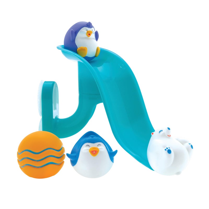 Nuby Penguin Slide Bath Toy Play Set with 4 Bath Squirters - Baby Bath Toys for Boys and Girls 12+ Months - Suction Cup Toy Attaches to Shower Wall - Image 1