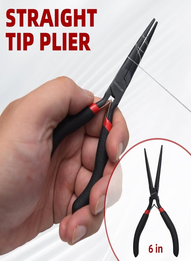 وايزأب طقم كماشة إبرة صغيرة 6 بوصات من WISEUP، كماشة إبرة منحنية طويلة المدى من قطعتين، مناسبة لأدوات المجوهرات والحرف اليدوية والإصلاح ولف الأسلاك - Image 5