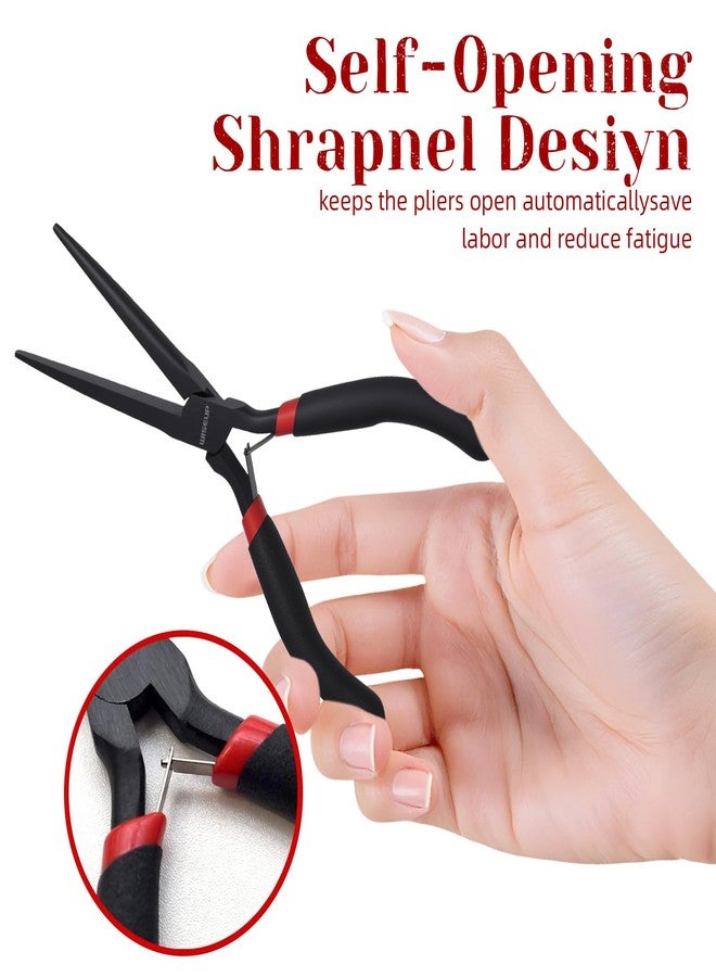 وايزأب طقم كماشة إبرة صغيرة 6 بوصات من WISEUP، كماشة إبرة منحنية طويلة المدى من قطعتين، مناسبة لأدوات المجوهرات والحرف اليدوية والإصلاح ولف الأسلاك - Image 4