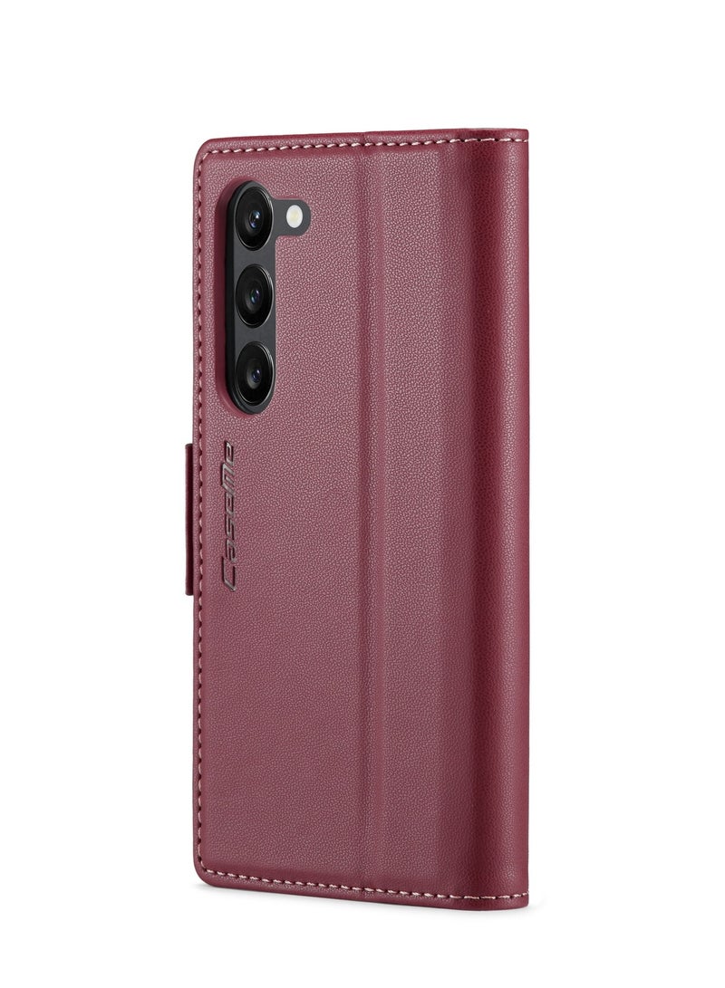 CaseMe Flip Wallet Case For Samsung Galaxy S24 , [RFID Blocking] PU Leather Wallet Flip Folio Case with Card Holder Kickstand Shockproof Phone Cover (Red)  - Image 5
