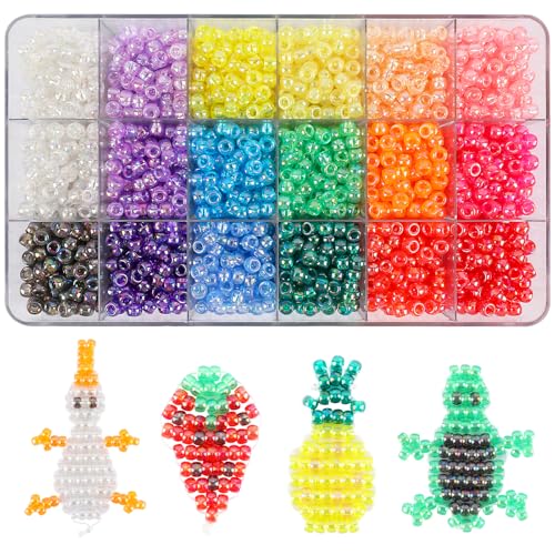 MAKERSLAND 2600pcs Pony Beads Kit Transparent AB Color Rainbow Plastic Beads Multicolor Pony Beads Bulk Elastic String Hair Beads for Braids DIY Crafts Jewelry Making Kit for Bracelets Necklaces