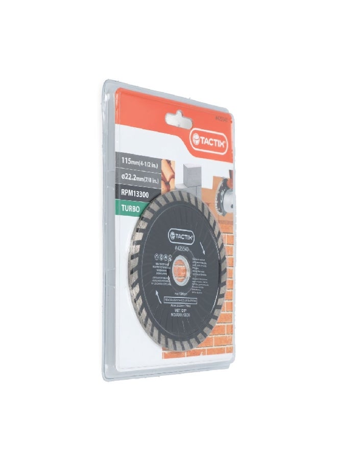 Tactix Hot-Press Sintered Construction Turbo Diamond Cutting Disc Black 115mm - Image 2