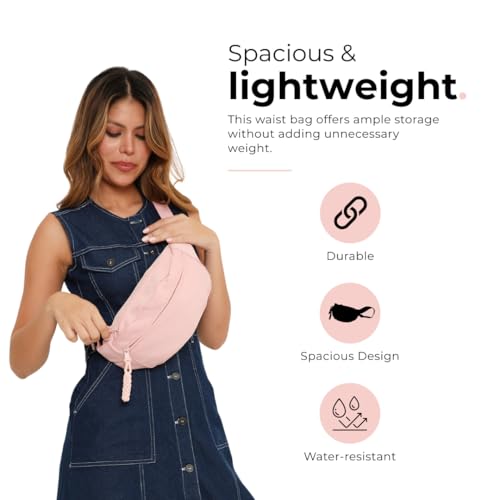 Tressential Waist Bag for Men Women | Cross Body Fanny Pack Sling Bag for Hiking, Travel, Camping, Outdoor Sports, Cycling | Money Belt with Adjustable Strap (Pink) - Image 2