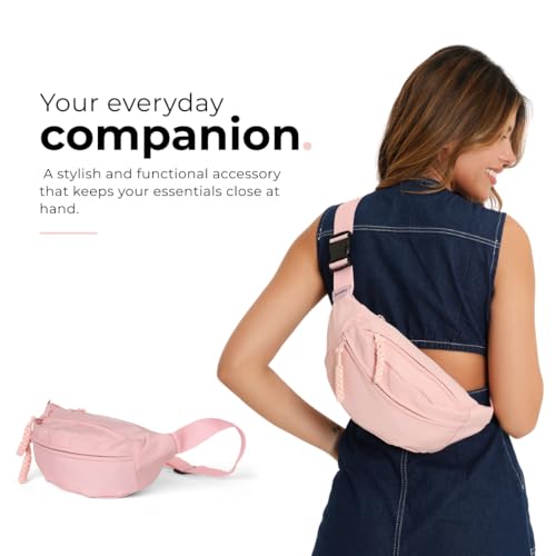 Tressential Waist Bag for Men Women | Cross Body Fanny Pack Sling Bag for Hiking, Travel, Camping, Outdoor Sports, Cycling | Money Belt with Adjustable Strap (Pink) - Image 3