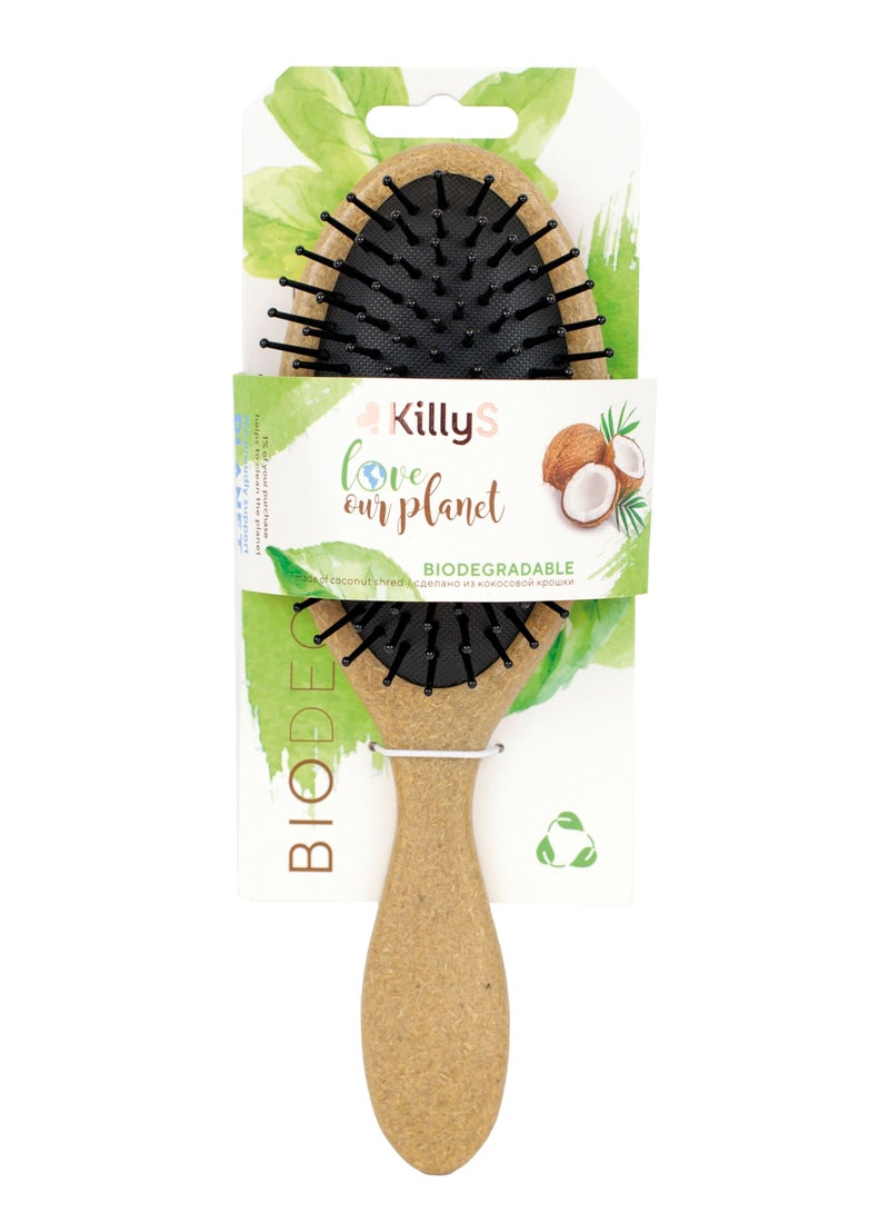 Biodegradable Hairbrush Made of Coconut Shread – Oval Shape