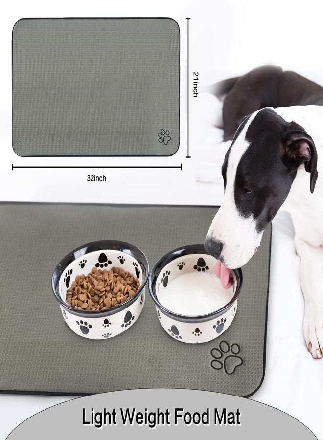 Sinland Microfiber Extra-Large Pet Food Mat Dog Feeding Mat Pet Bowl Mat with Anti-Skid Backing 21Inch x 32Inch Grey - Image 2