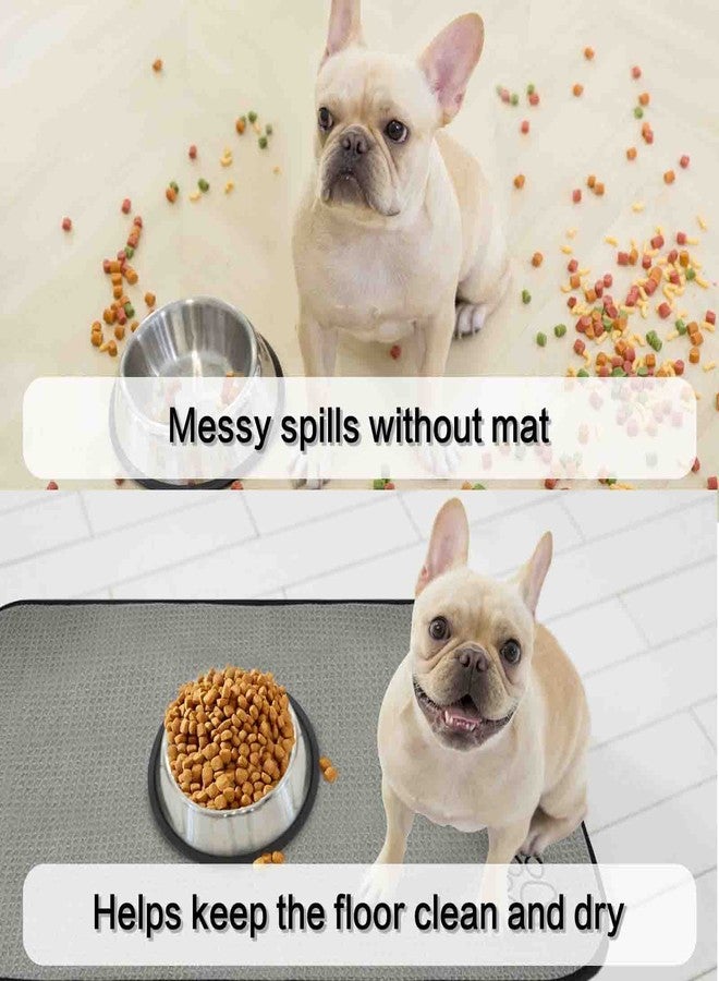 Sinland Microfiber Extra-Large Pet Food Mat Dog Feeding Mat Pet Bowl Mat with Anti-Skid Backing 21Inch x 32Inch Grey - Image 5