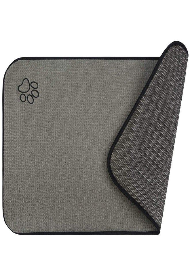 Sinland Microfiber Extra-Large Pet Food Mat Dog Feeding Mat Pet Bowl Mat with Anti-Skid Backing 21Inch x 32Inch Grey - Image 1