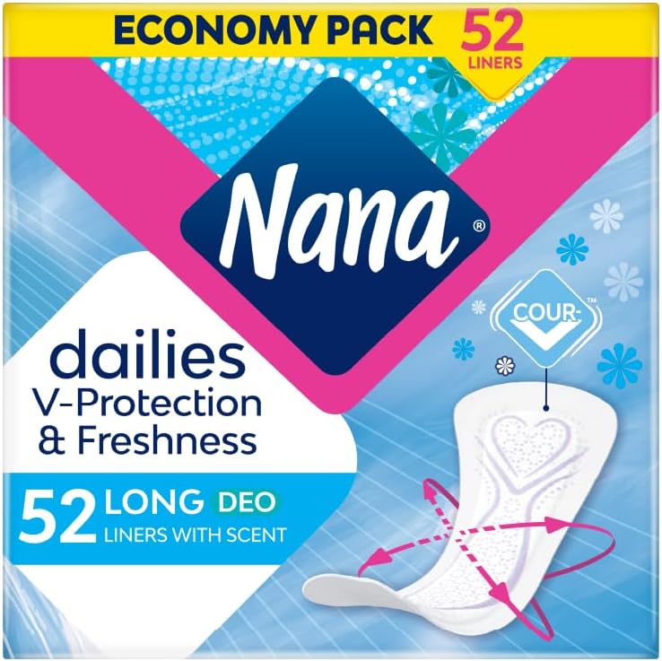 Nana Daily Long Panty Liners Deo Scented, Super Absorbent, Gentle on the skin - 52 Liners (Economy pack) - Image 1