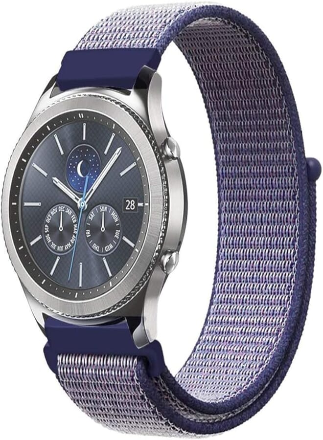 Bikson Comfort Canvas Woven Nylon Sport Watchwrist Band and for Samsung Galaxy Watch 46mm / Gear S3 Frontier/Huawei Watch GT2 / Magic Honor 2 / Fossil / 22mm Watches - Purple