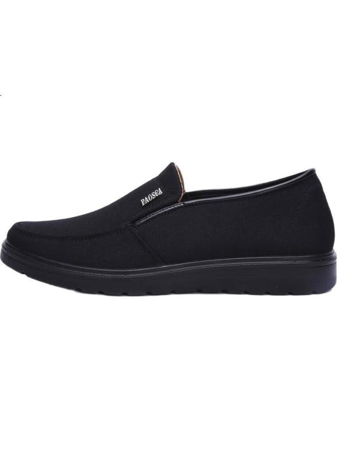 Anglerfish Men'S Shoes Middle-Aged And Elderly Dad Shoes Casual Plus Size Comfortable Old Beijing Cloth Shoes Single Ak7205 Black 40 - Image 1