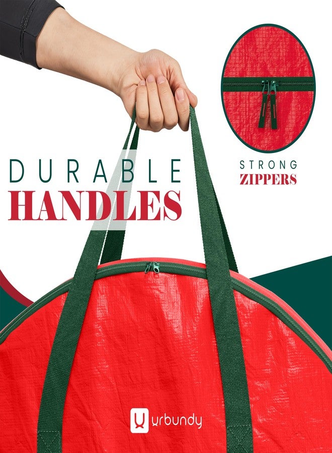 URBUNDY Heavy Duty Wreath Storage Bag 24 Inch, 2-Pack - Christmas Wreath Storage Container Red - Waterproof Plastic Material Wreath Holder Storage - Holds 24 Inch Wreaths For Year Round Christmas Storage - Image 5