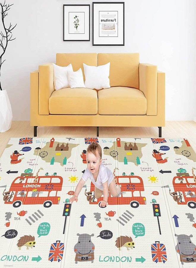 RIVUGJA Extra Large Reversible Baby Play Mat, BPA Free Learning & Crawling Foldable Foam Mat (200cm x 150cm, 0.8cm Thickness) Multicolor