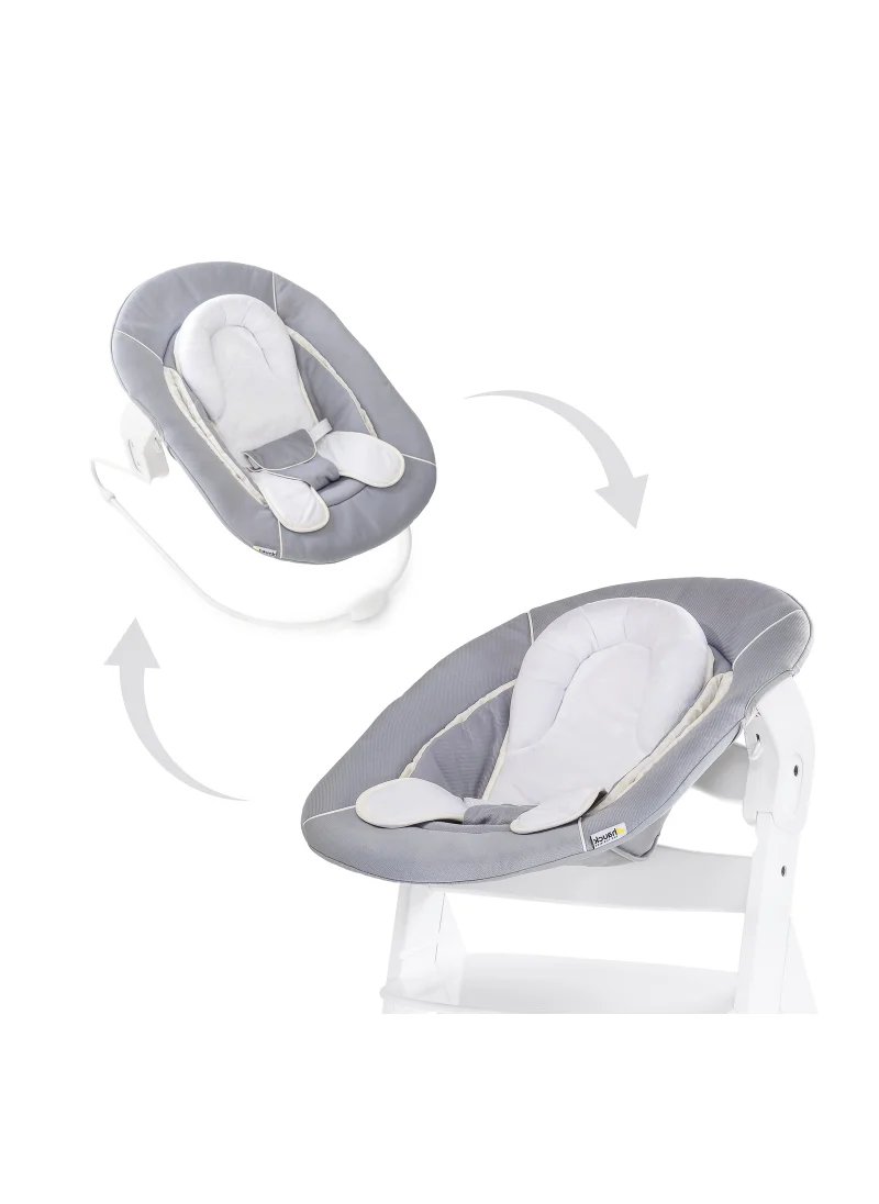 هوك Alpha+ 2 In 1 Bouncer And Baby Rocker, Stretch Grey From Birth, Newborn Set, Compatible With Alpha Highchair