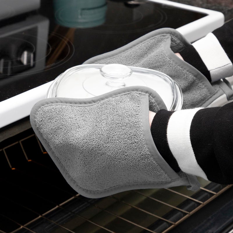 Ritz Terry Pocket Mitt & Hot Pad: Unparalleled Heat Resistant  Durable 100% Cotton - Ergonomically Designed for Optimal Grip - Easy-Care Machine Washable  Perfect for Your Kitchen - Titanium  2-Pk - Image 4