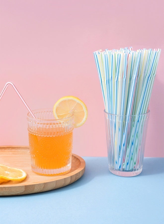 100Pcs Disposable Flexible Colorful Drinking Straws, Food Grade Plastic Bendable Straws for Water, Juice, Milk Tea and Cold Drinks - Image 2