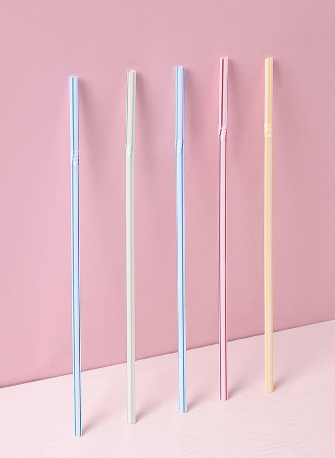 100Pcs Disposable Flexible Colorful Drinking Straws, Food Grade Plastic Bendable Straws for Water, Juice, Milk Tea and Cold Drinks - Image 3
