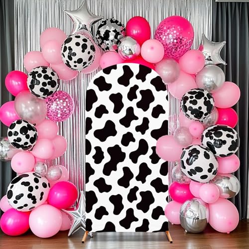 RimCereal Disco Cow Theme Arch Backdrop Cover Set of 3 Spandex Stretch Backdrop Stand Cover Photo Props 4ft, 5ft, 6ft for Birthday Banquet Party Ceremony Decoration - Image 4