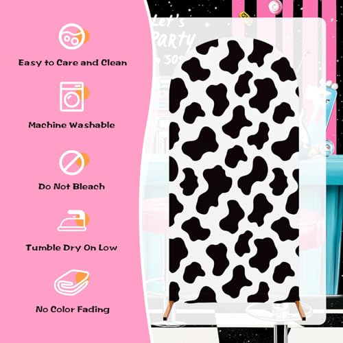 RimCereal Disco Cow Theme Arch Backdrop Cover Set of 3 Spandex Stretch Backdrop Stand Cover Photo Props 4ft, 5ft, 6ft for Birthday Banquet Party Ceremony Decoration - Image 3