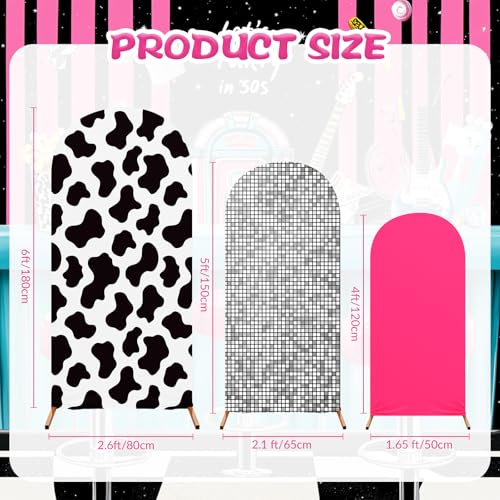 RimCereal Disco Cow Theme Arch Backdrop Cover Set of 3 Spandex Stretch Backdrop Stand Cover Photo Props 4ft, 5ft, 6ft for Birthday Banquet Party Ceremony Decoration - Image 2