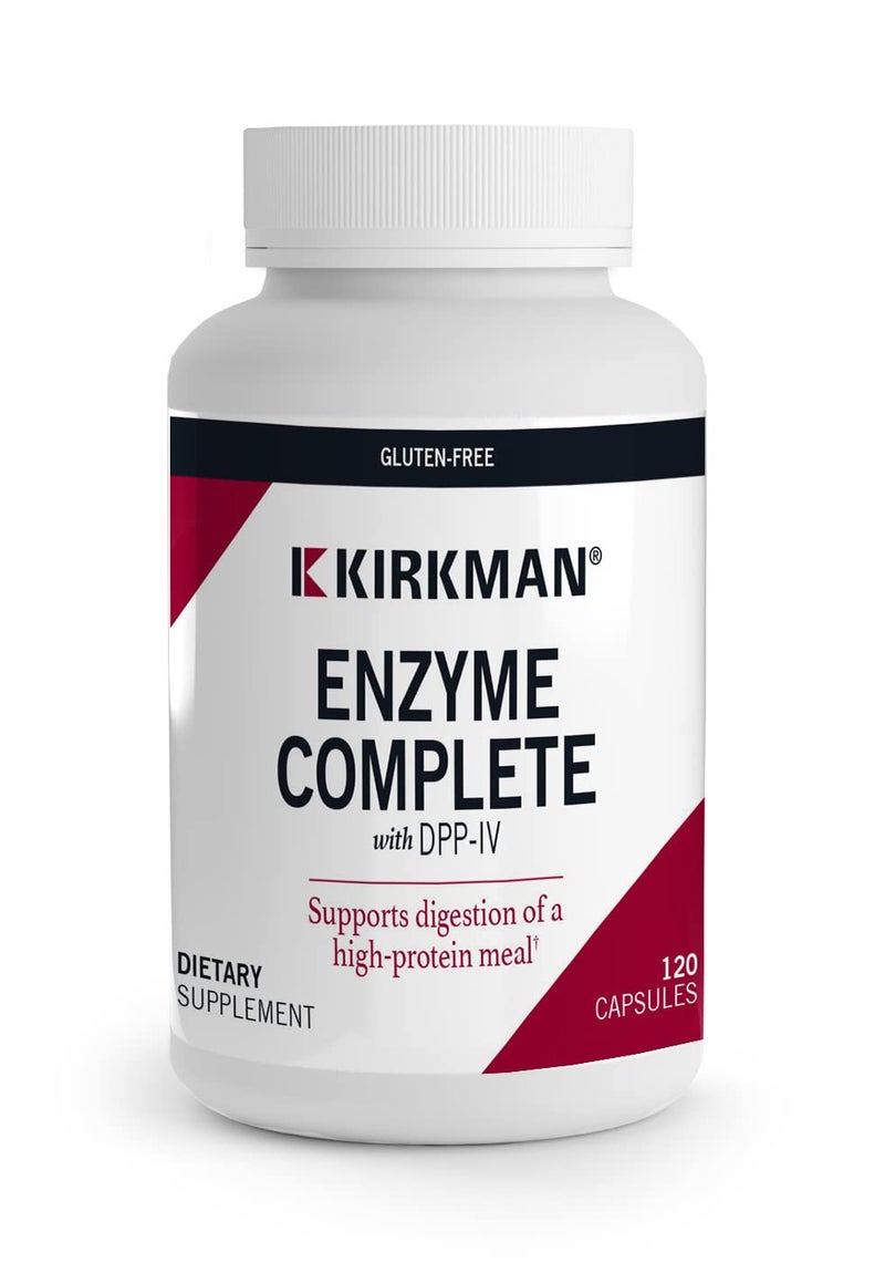 Kirkman Enzyme CompleteDPPIV 120 Capsules Potent Digestive Aid Broad Spectrum Digestive Enzyme Hypoallergenic
