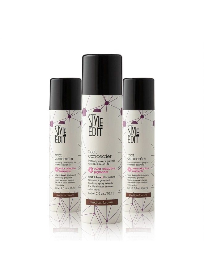 Style Edit Root Concealer Touch Up Spray (Multiple Colors Available) - Instantly Covers Greys And Roots - Professional Salon Quality Grays Cover Up Hair Products for Women Medium Brown 2 Ounce (Pack o - Image 1