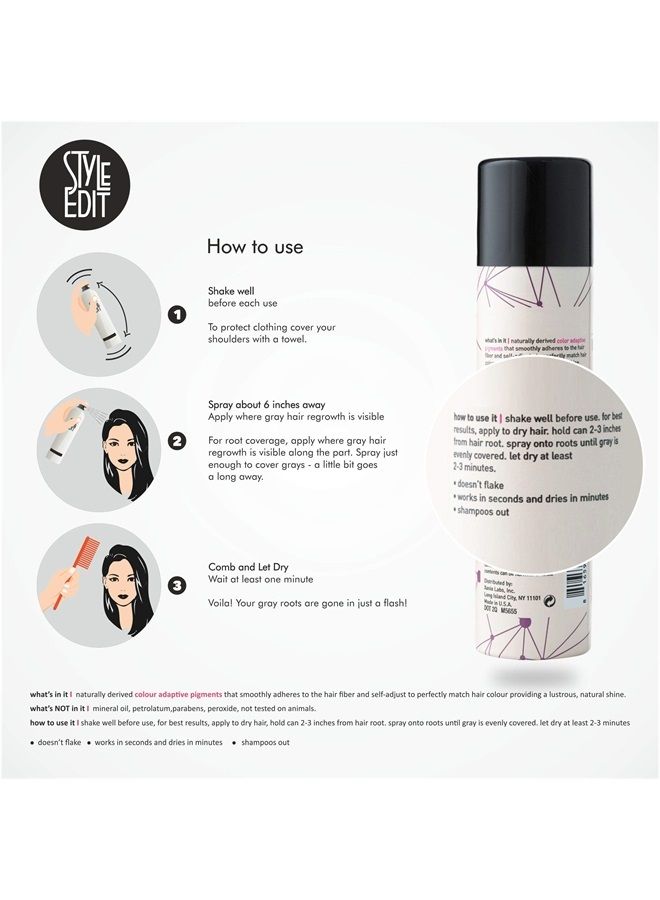 Style Edit Root Concealer Touch Up Spray (Multiple Colors Available) - Instantly Covers Greys And Roots - Professional Salon Quality Grays Cover Up Hair Products for Women Medium Brown 2 Ounce (Pack o - Image 2