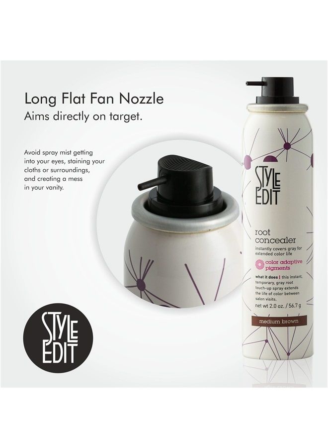Style Edit Root Concealer Touch Up Spray (Multiple Colors Available) - Instantly Covers Greys And Roots - Professional Salon Quality Grays Cover Up Hair Products for Women Medium Brown 2 Ounce (Pack o - Image 3