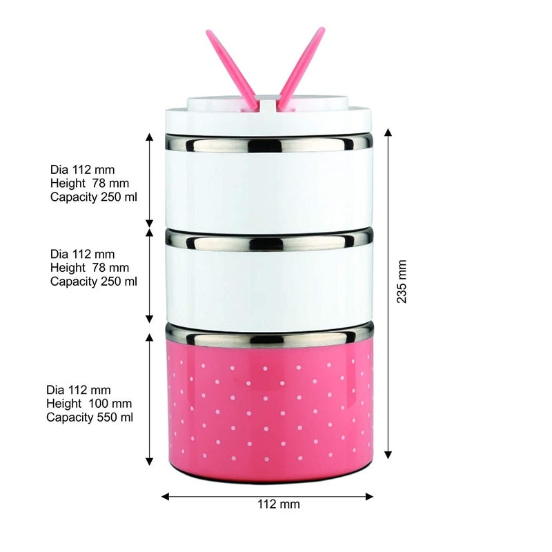 HOMETIC 3 Layer Lunch Box Handheld Tiffin Leak Proof Insulated Thermal Container for School Office use Lunch Box Picnic Food Container Tifin Hot Box Vacuum Insulated - Image 5