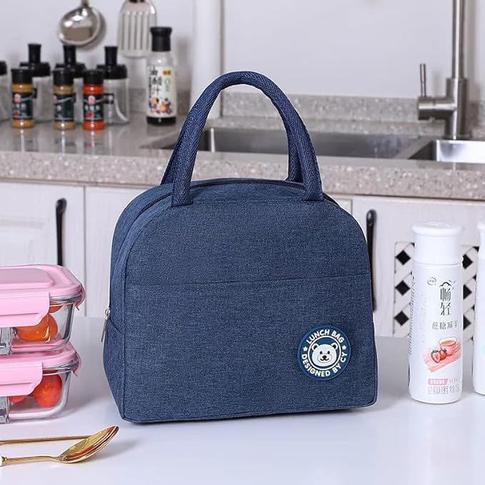 Mivira Mivira Waterproof Thermal Insulated Travel Lunch Storage Bag LeakProof Hot Cold Lunch Bag Reusable Tote Bag with Inner Aluminum Foil for School Picnic Office Outdoor Navy Blue  - Image 3
