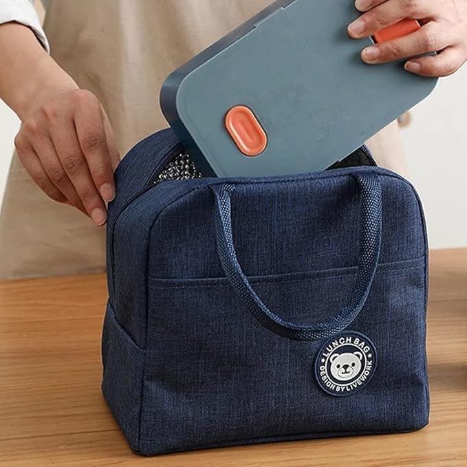 Mivira Mivira Waterproof Thermal Insulated Travel Lunch Storage Bag LeakProof Hot Cold Lunch Bag Reusable Tote Bag with Inner Aluminum Foil for School Picnic Office Outdoor Navy Blue  - Image 1