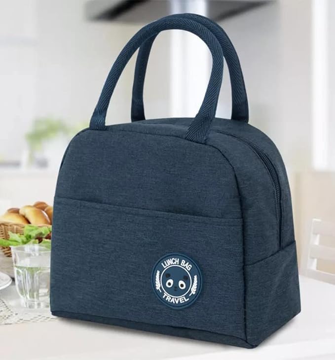 Mivira Mivira Waterproof Thermal Insulated Travel Lunch Storage Bag LeakProof Hot Cold Lunch Bag Reusable Tote Bag with Inner Aluminum Foil for School Picnic Office Outdoor Navy Blue  - Image 4